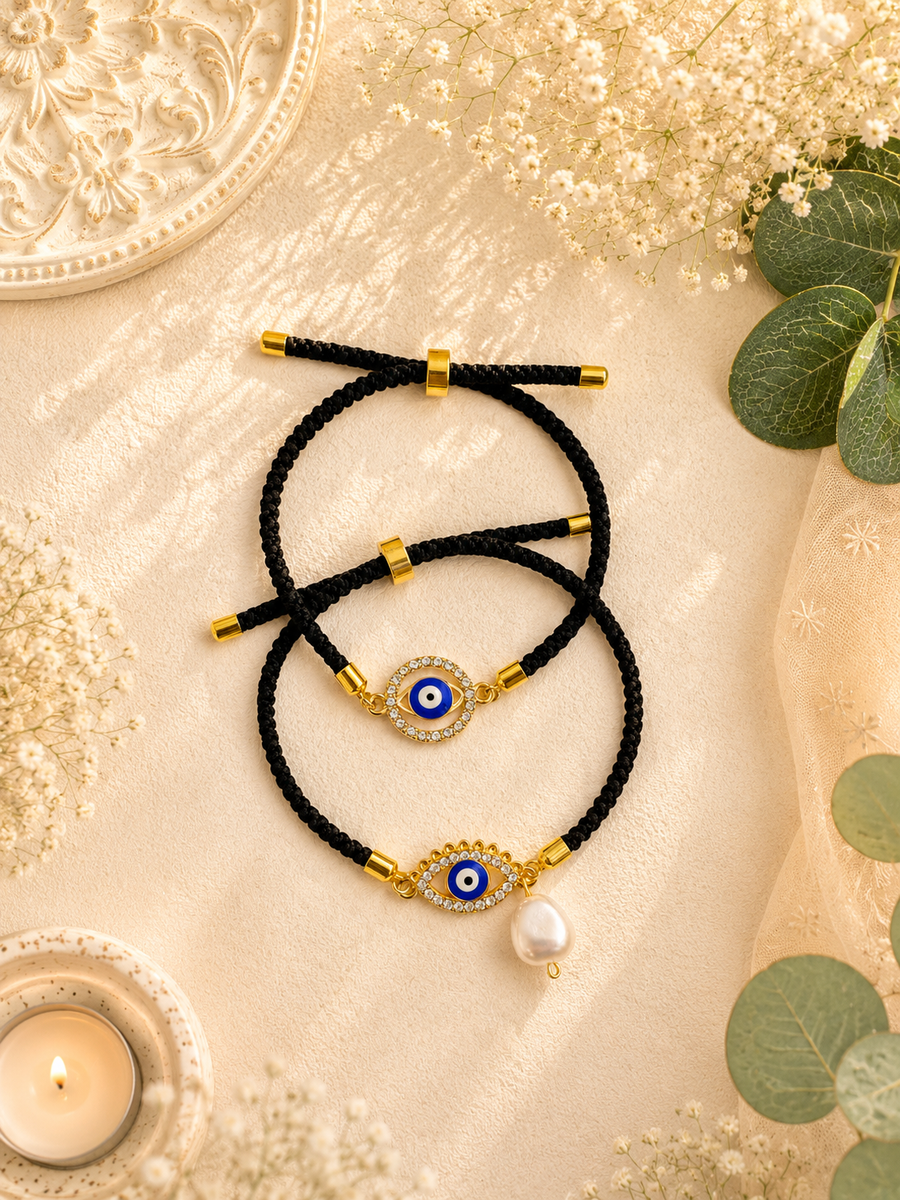 Evil Eye Protection Bhai Bhabhi Bracelet Set
