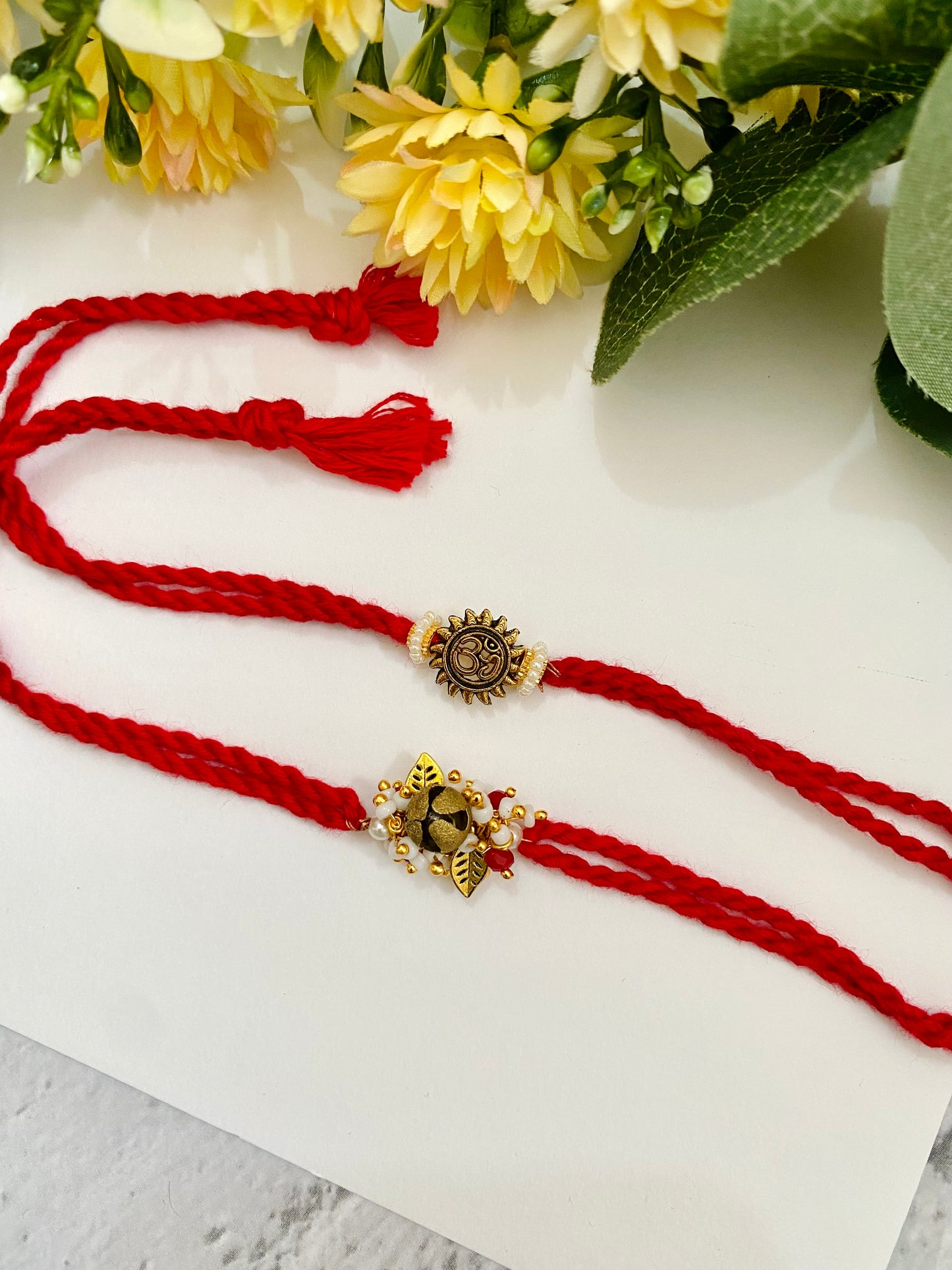 Sun om hand made bhai bhabhi rakhi set