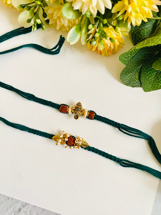 Ganesha knotting belt bhai bhabhi rakhi set