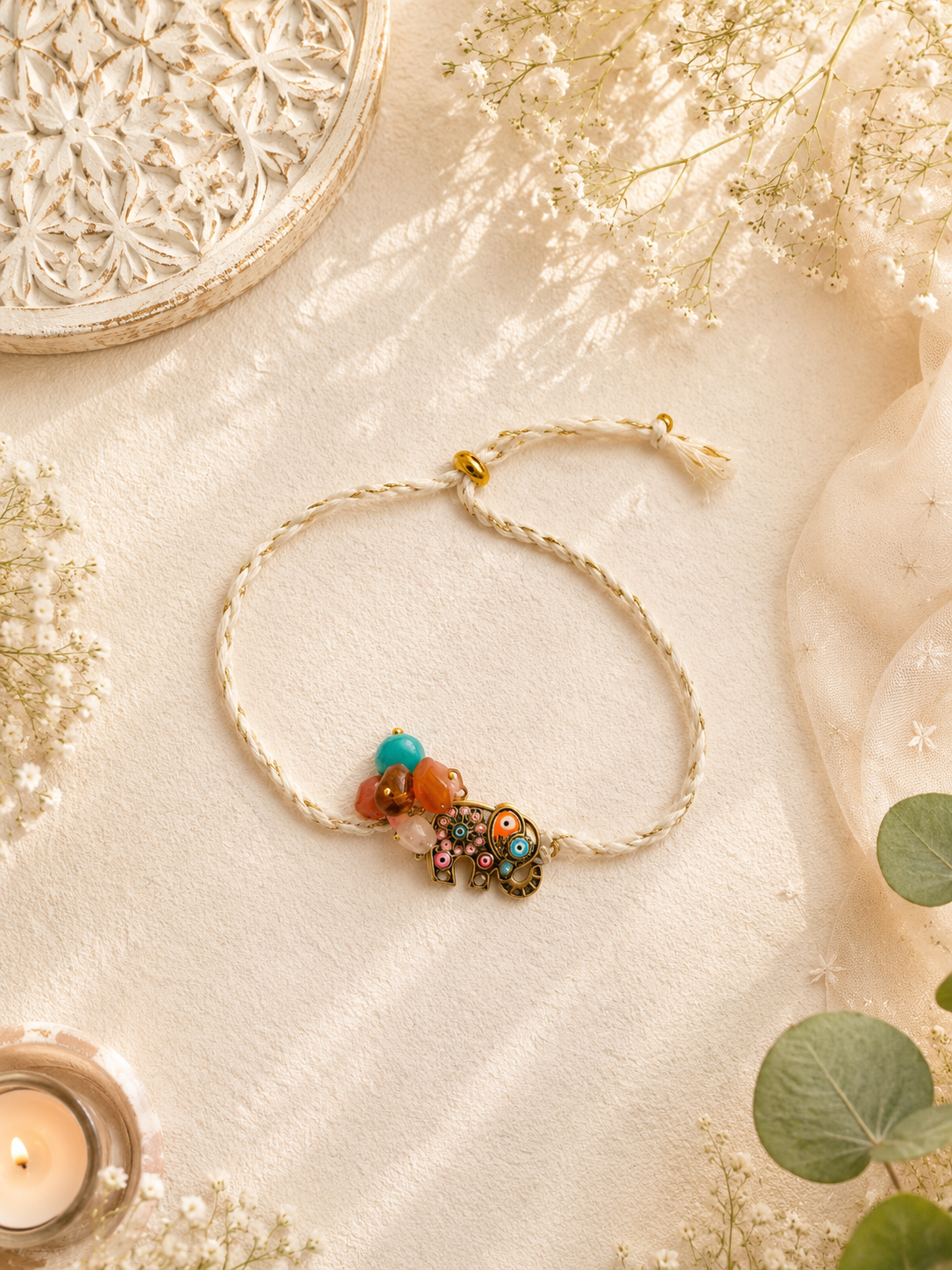 Elephant And Evi Eye Bracelet Bhabhi Rakhi