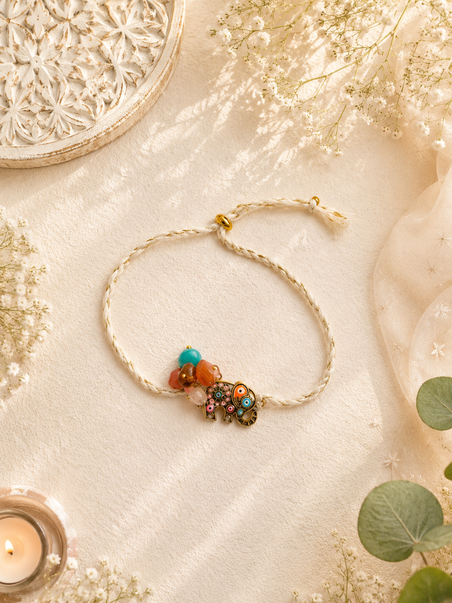 Elephant And Evi Eye Bracelet Bhabhi Rakhi