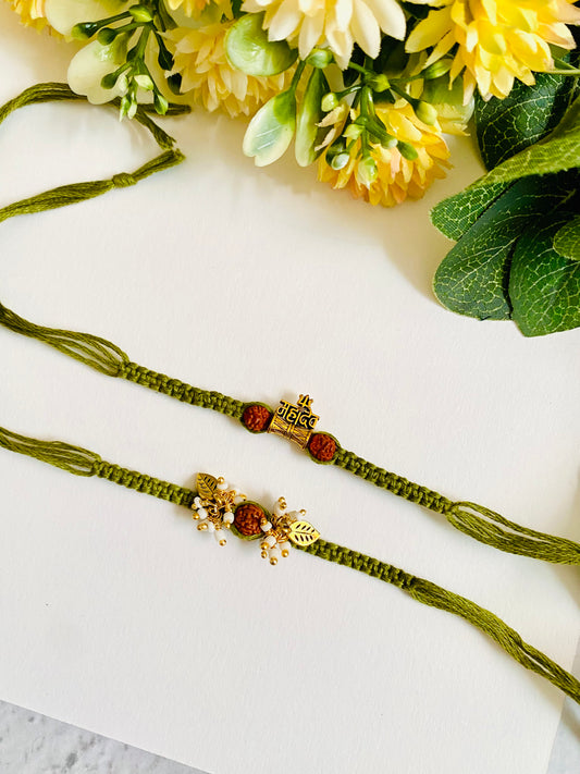 Mahadev knotting belt bhai bhabhi rakhi set