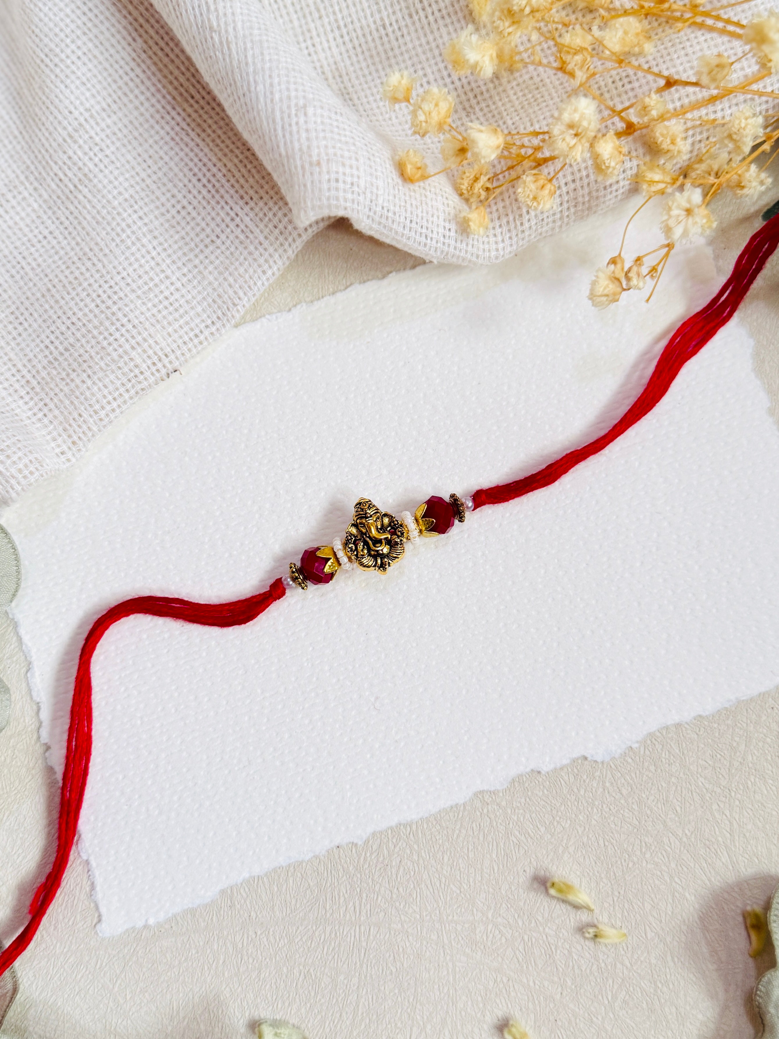 Ganesha Crystal Bead Bhai Rakhi